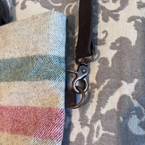Pendleton Tote Bag * Leather & Wool * Multi-colored Stripes - Picture 7 of 12